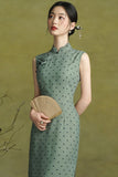 Begonia Grand Green Polka Dot Cheongsam Dress Slim Fit Qipao