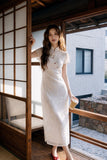 Moonbeam Halcyon Embroidered Cheongsam Dress Stand Collar Qipao