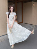 Vivienne 2-Piece Embroidered Frog-Buttons Cheongsam Set