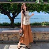 Rowena 2-Piece Orange Printed Top Set Cheongsam