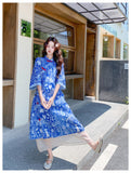 Lorelei Blue Floral Print Cheongsam Dress