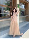 Delphine 2-Piece Floral Print Vest Wide-Leg Pants Cheongsam