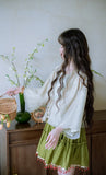 Peony 2-Piece Algae Green Lace Cheongsam Top
