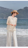 Organza Beguiling Top Frog Buttons Embroidered Cheongsam Qipao