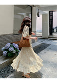 Garnet 2-Piece Beige Lace V-Neck Cheongsam Set
