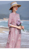 Acacia Queenly Heavy Embroidery Cheongsam Dress Stand Collar Qipao
