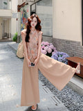 Delphine 2-Piece Floral Print Vest Wide-Leg Pants Cheongsam