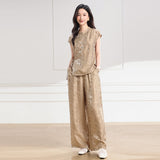 Imogen 2-Piece Plum Purple Khaki Cheongsam Set
