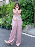 Zinnia 2-Piece Mesh Vest and Pants Set Cheongsam