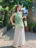 Eva 2-Piece Jacquard Top and Pants Set Cheongsam