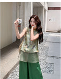 Geranium 2-Piece Butterfly Print Mesh Cheongsam Set