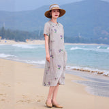 Heloise Immaculate Mandarin Collar Floral Ramie Cheongsam Qipao Dress