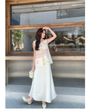 Josephina 2-Piece Embroidered Vest Skirt Set Cheongsam