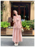 Clarity 2-Piece Pink Embroidered Cheongsam Set