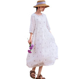 Purity Ornamental Ramie Cheongsam Dress Embroidered Qipao