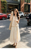 Camellia 2-Piece Beige Tie-Detail Cheongsam Set