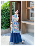 Yvonne 2-Piece Floral Sleeveless Cheongsam Set