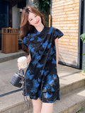 Ulyssia 2-Piece Split T-Shirt Floral Shorts Cheongsam
