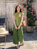 Helena 2-Piece Black Print Mandarin Collar Cheongsam Set