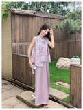 Honoria 2-Piece Purple Casual Cheongsam Set