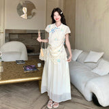 Countess 2-Piece Embroidered Lace Cheongsam Set