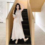 Larissa 2-Piece Embroidered Mesh Cheongsam Set