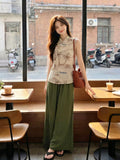 Rowena 2-Piece Orange Printed Top Set Cheongsam