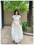Countess 2-Piece Embroidered Lace Cheongsam Set