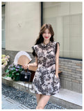 Arcturus 2-Piece Ink Print Lace Cheongsam Set