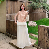 Acclaimed 2-Piece Ruffle Print Cheongsam Top
