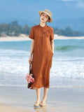Nora Light Yellow Striped Cheongsam Dress