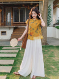 Crystal 2-Piece Printed Mandarin Collar Cheongsam Set