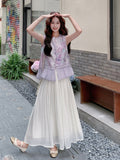 Natalia 2-Piece Lavender Chiffon Cheongsam Set