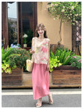 Genevieve 2-Piece Pink Print Cheongsam Set