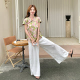 Dazzle 2-Piece Printed Cheongsam Top Set