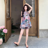 Amara 2-Piece Print Sleeveless Cheongsam Set
