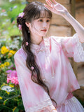 Sunflower 2-Piece Gradient Peach Pink Cheongsam Top