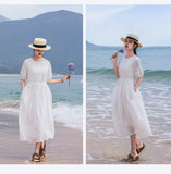 Ruby Classic Ruby Cotton Linen Cheongsam Dress Puff Sleeves Qipao