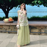 Monarch 2-Piece Green Printed Cheongsam Top