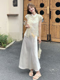 Imogen 2-Piece Embroidered Top Skirt Cheongsam