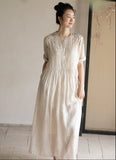 Wisteria Floral Ramie Cheongsam Dress