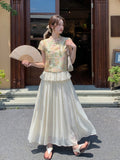 Spica 2-Piece Floral Pleated Cheongsam Set