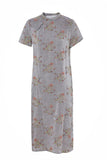 Sky Woven Gray Embroidered Cheongsam Dress