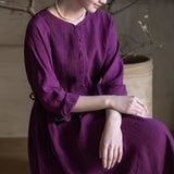 Ulyana Violet Pleated Cheongsam Dress