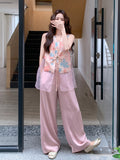 Zinnia 2-Piece Mesh Vest and Pants Set Cheongsam