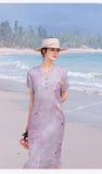 Zorina Pristine Floral V Neck Cheongsam Qipao Dress