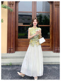 Tigereye 2-Piece Print Frog-Button Cheongsam Set