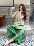 Geranium 2-Piece Butterfly Print Mesh Cheongsam Set