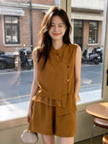 Tranquil 2-Piece Asymmetrical Ruffle Cheongsam Set