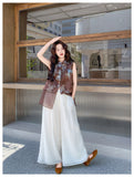 Carnelian 2-Piece Print Satin Cheongsam Set